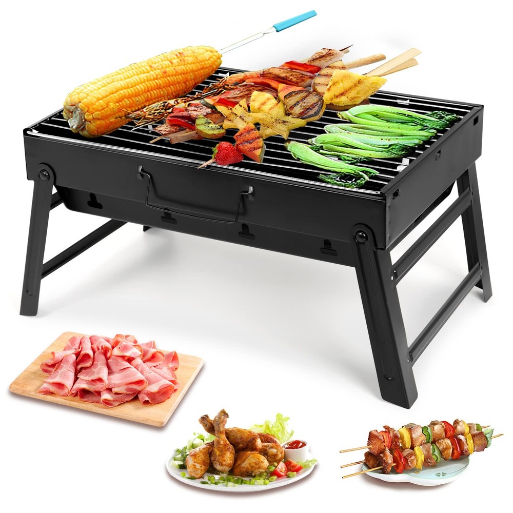 Barbecue Grill, Charcoal Grill Folding B-Black Medium, Medium