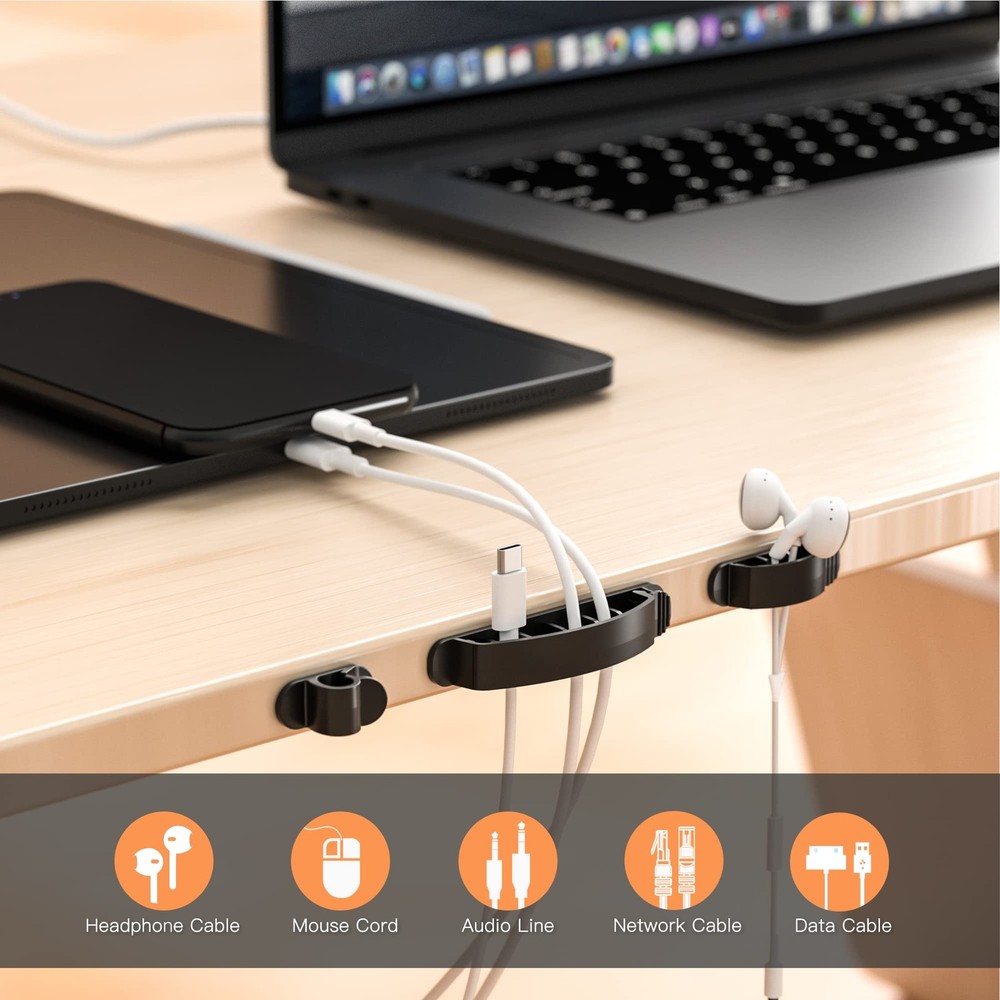 Cable Management Box 2 Pack with 16 Cable Clips Set-Large & Medium & Small Wo...