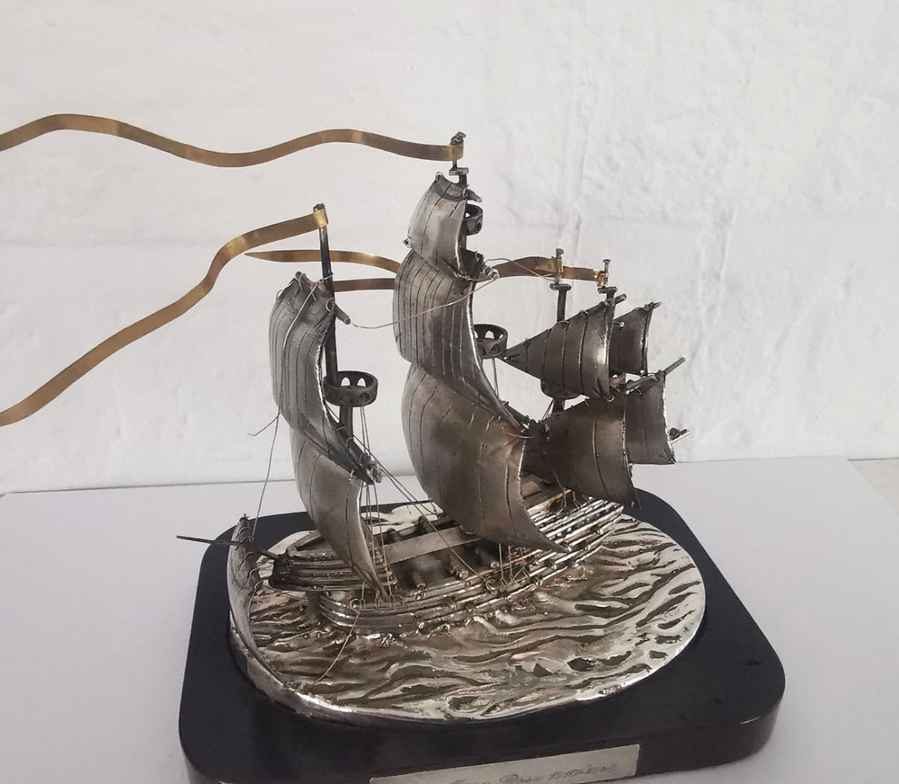 Solid Silver Mary Rose Ship Model - Birm. 1981