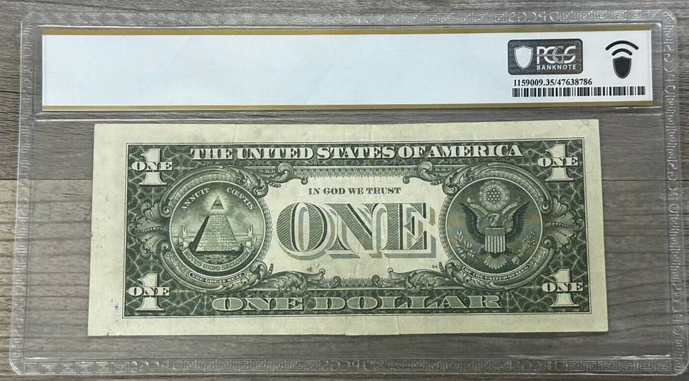 1985 Cleveland $1 Fed Reserve Note, Double Center Gutter Fold Error, PCGS VF 35
