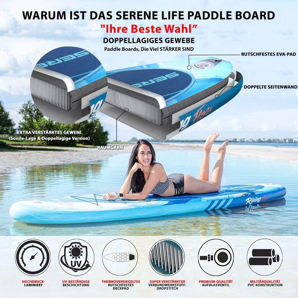 SereneLife Stand Up Paddle Board Light Blue