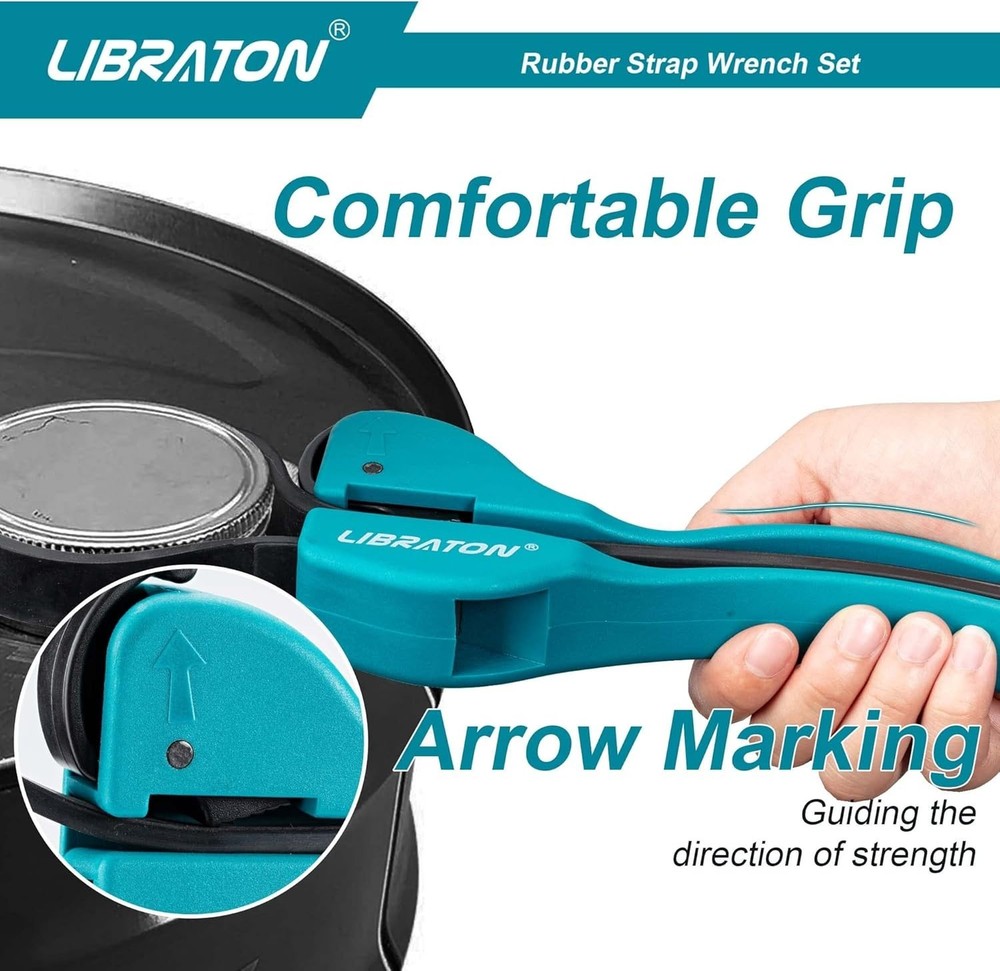 Versatile 2-Piece Adjustable Strap Wrench Set - Durable Oil Filter & Jar Opener
