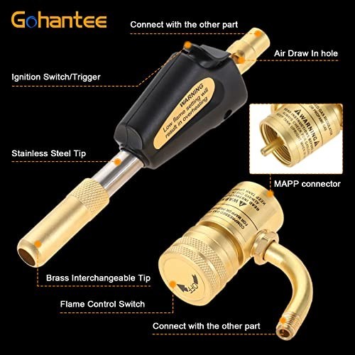 Turbo Torch Tips with Self-Ignition & Adjustable Regulator for MAPP/Propane - We