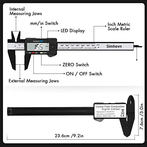 Electronic Digital Calipers, inch and Millimeter Conversion,LCD Screen A003