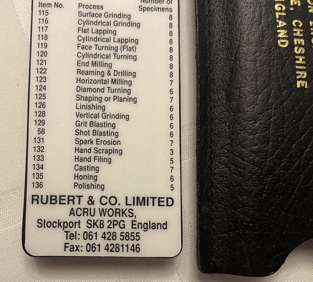 Rubert & Co, LTD Honing Surface Comparator Gage