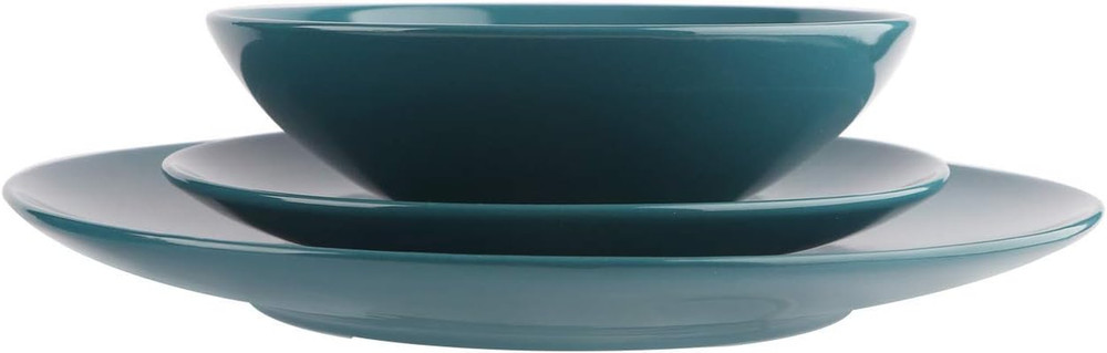 18-Piece Stoneware Dinnerware Set, Service for 6, Microwave and Dishwasher Safe,