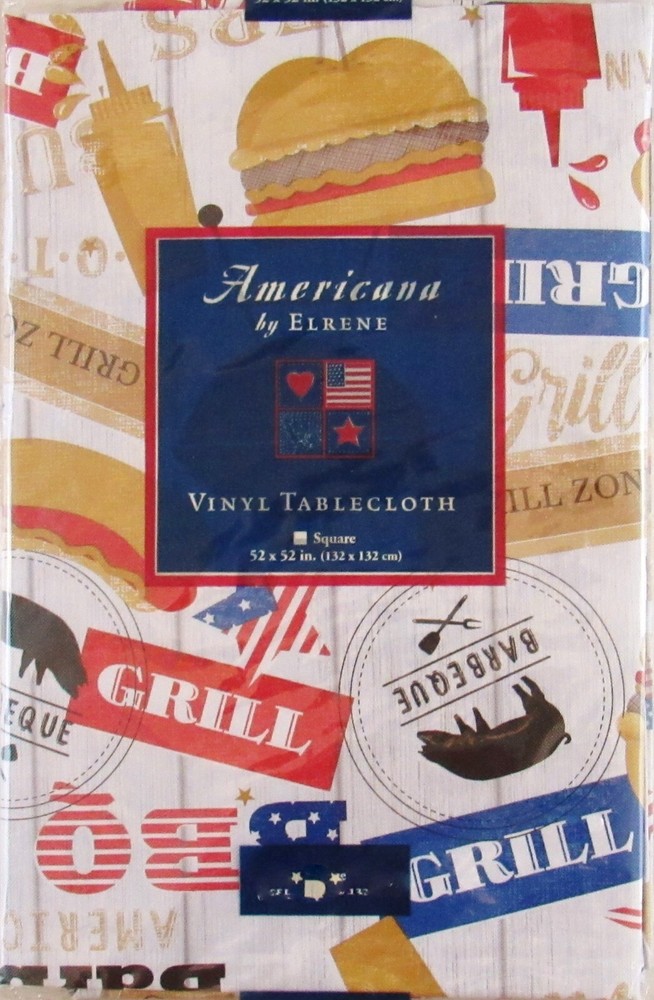 Grill Zone BBQ Vinyl Flannel Back Tablecloth-Var Sizes