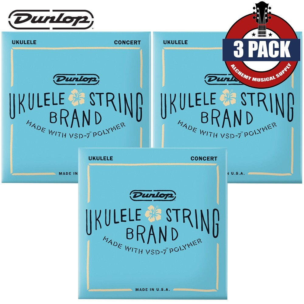 3-PACK Dunlop DUQ302 VSD-7™ Polymer Concert Ukulele Strings
