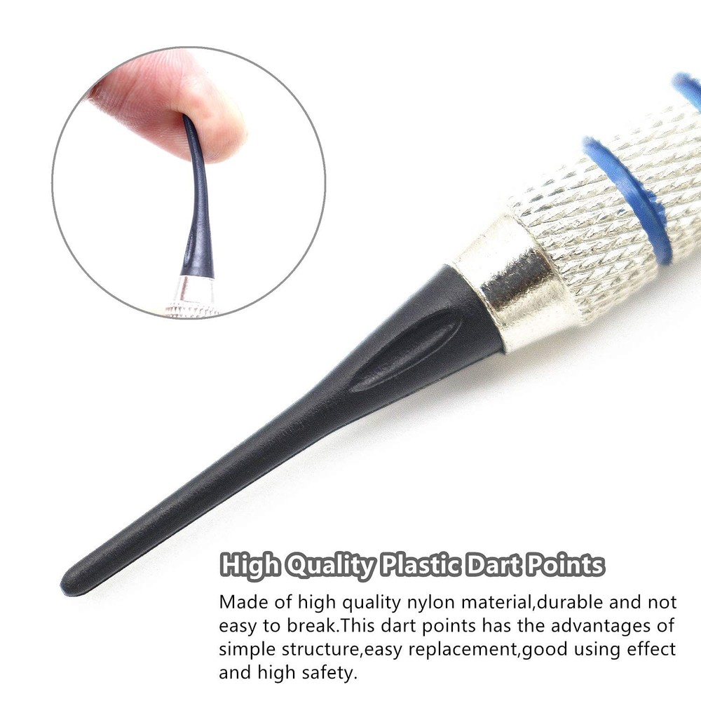 ROOBEEO 2BA Thread Plastic Tip Dart Points 300 Pack Soft Tips Black