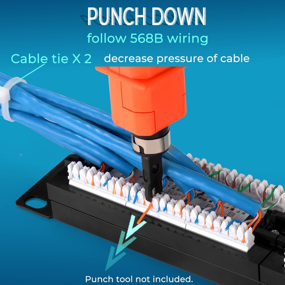 Patch Panel 12 Port Cat6 10G Support, Network Patch Panel UTP 10-Inch, Wallmo...