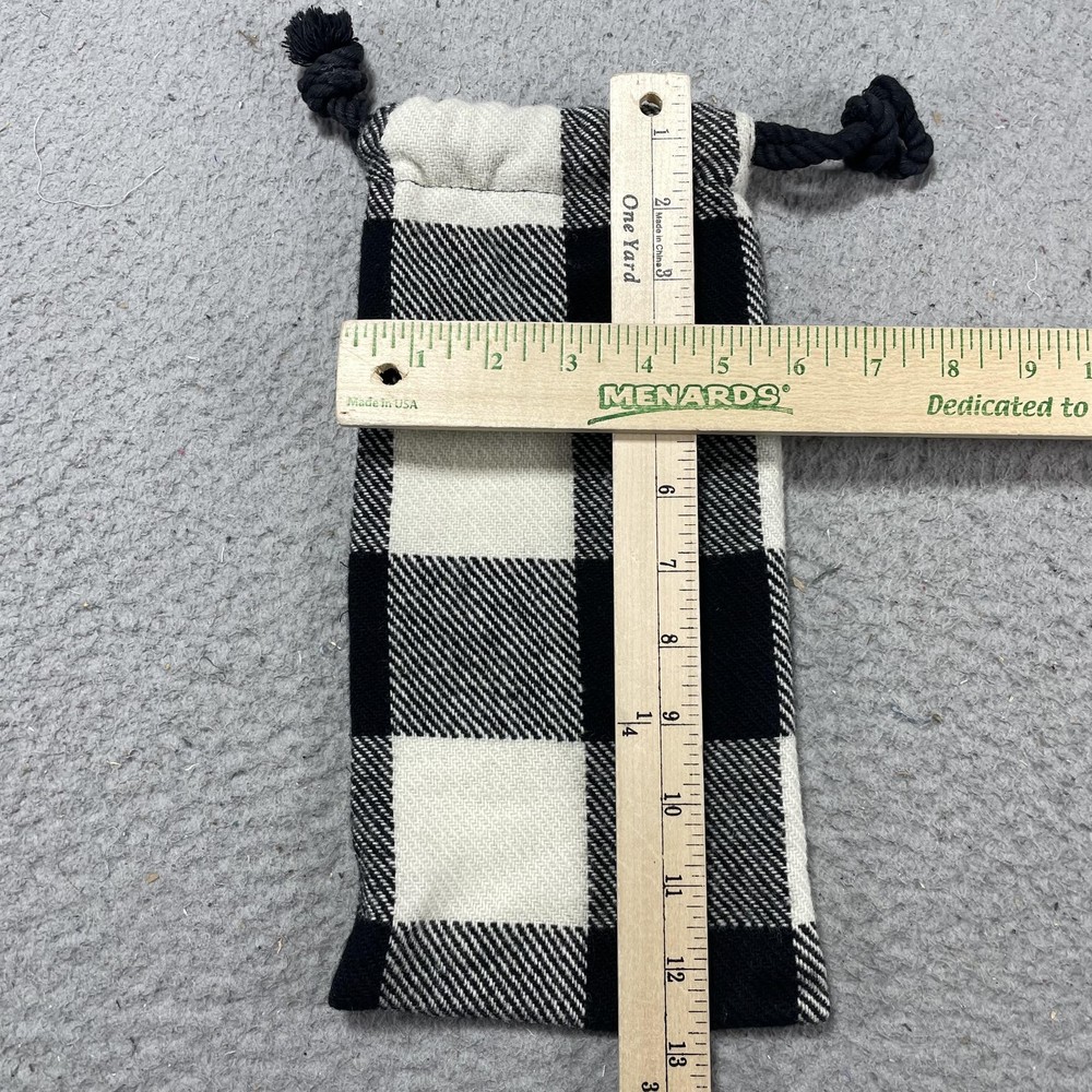 Faribault Woolen Mill Black White Buffalo Check Drawstring Pouch Bag Small