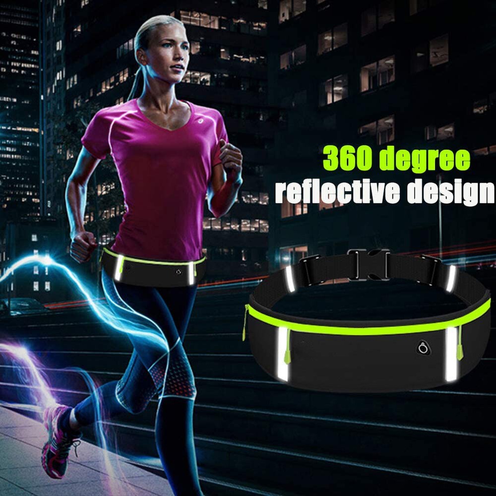 Water Resistant Running Waist Pack with Adjustable Elastic Strap & Earbud Hole