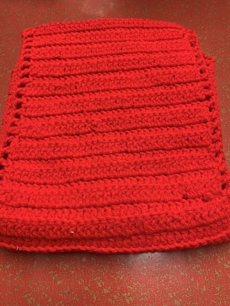 Handmade red knitted scarf 36 x 8"