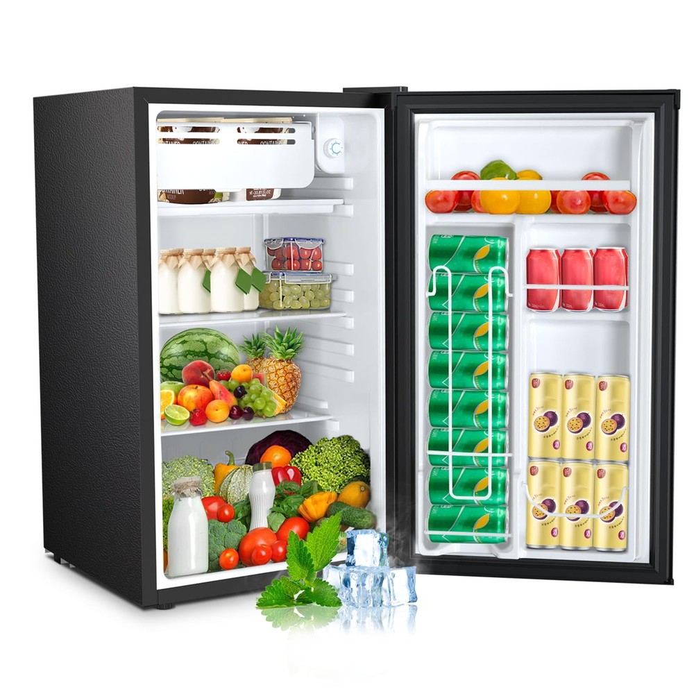 3.2 Cu.ft Mini Fridge with Freezer, Compact Refrigerator with Reversible Sing...