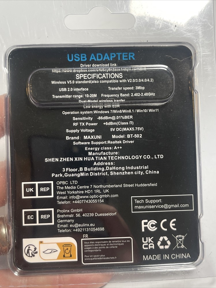 Bluetooth Adapter PC Maxuni Bluetooth Dongle Adapter Computer Desktop BT-502 New