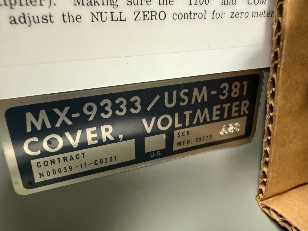 Naval Electronic Systems Command Voltmeter Electronics AN/USM-381