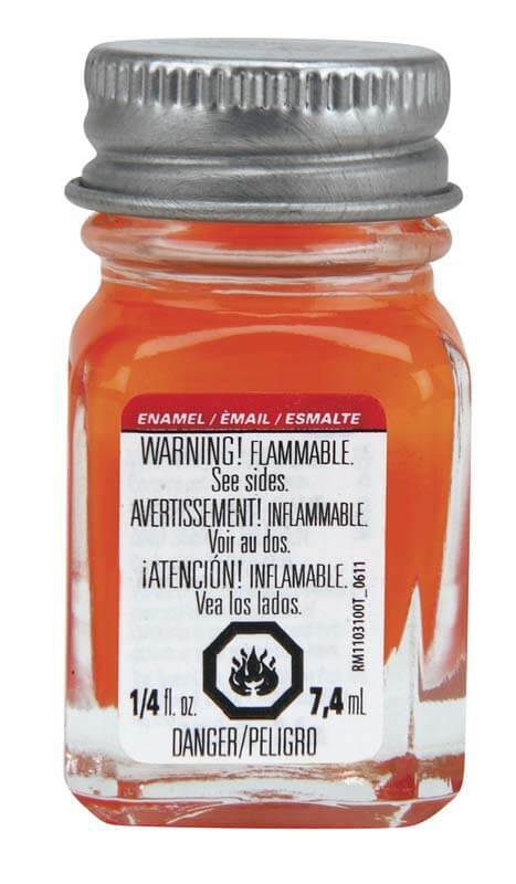 Testors 1/4 oz Fluorescent Orange Enamel Model Paint 1173