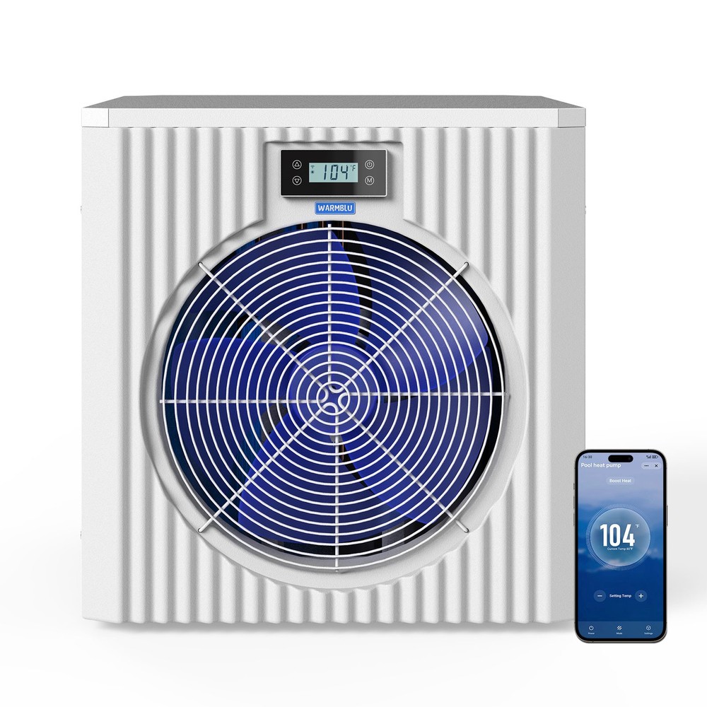High Efficiency 18,000 BTU Pool Heater COP 4.1, WiFi Control, 5000 Gal