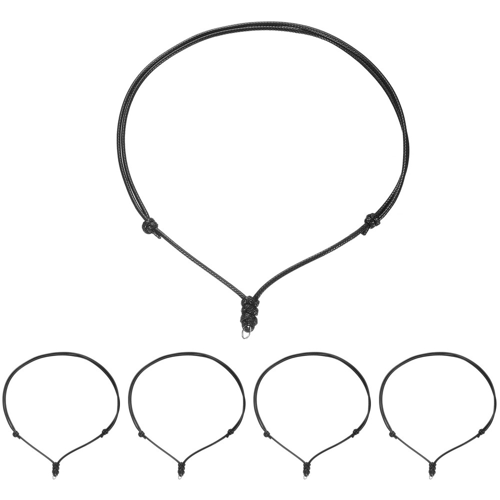 5pcs Adjustable Necklace Cords 2MM Thick 18-30" Handmade Ropes Black