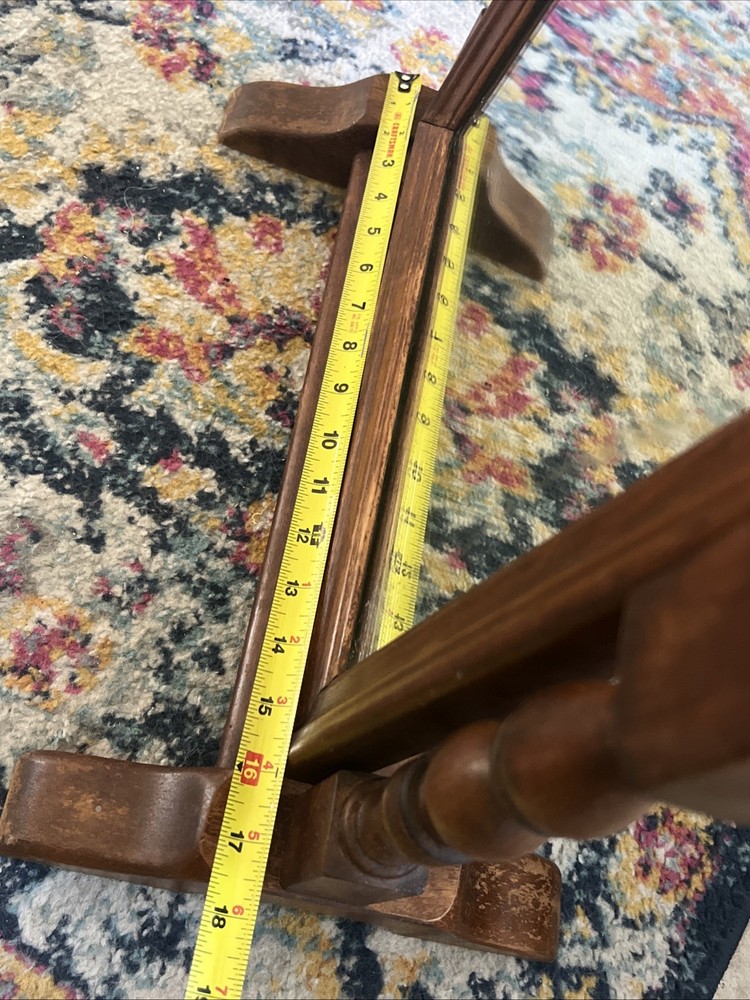 Antique rectangular pivoting shaving mirror 18”x14” w/solid wood base