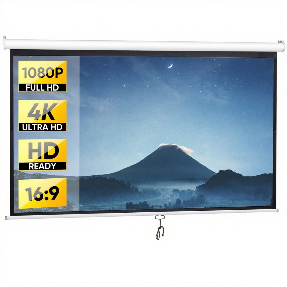 Projector Screen Pull Down 100 Inch 16:9 HD Portable Foldable Projection Screen
