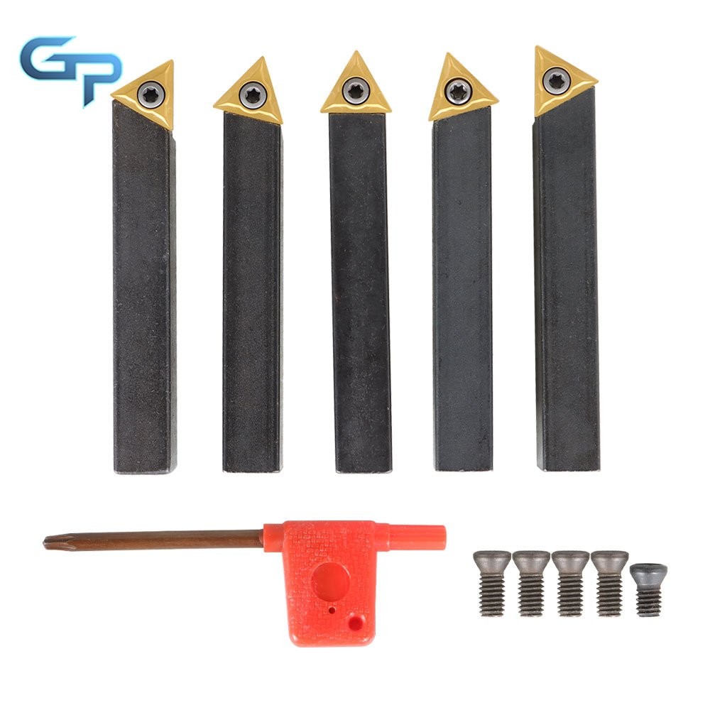 5pcs 1/2 Inch Carbide Indexable Turning Tool Lathe Tool Bit With Carbide Inserts