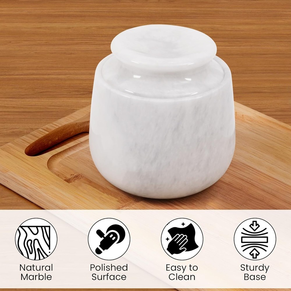 Marble Butter keeper 4'' White Spreadable Butter Handmade Kitchen Counter Store
