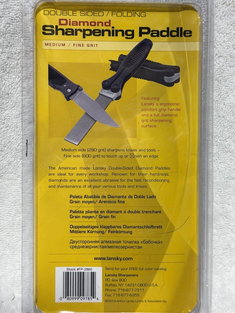 Lansky Double Sided Diamond Sharpening Paddle Medium Fine Grit FP-2860 New