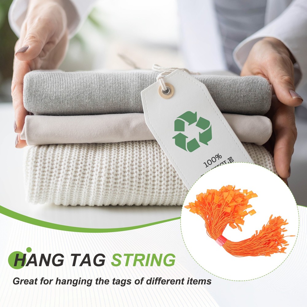 1000pcs Polyester Hang Tag String (6.7") - Plastic Snap Lock Pin Loop Orange