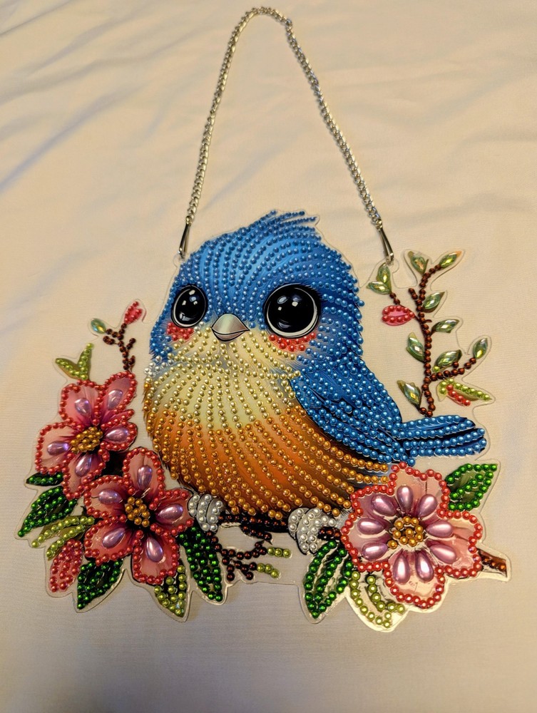 Diamond Art Bluebird on Branch Wall/Window Hanging~Completed
