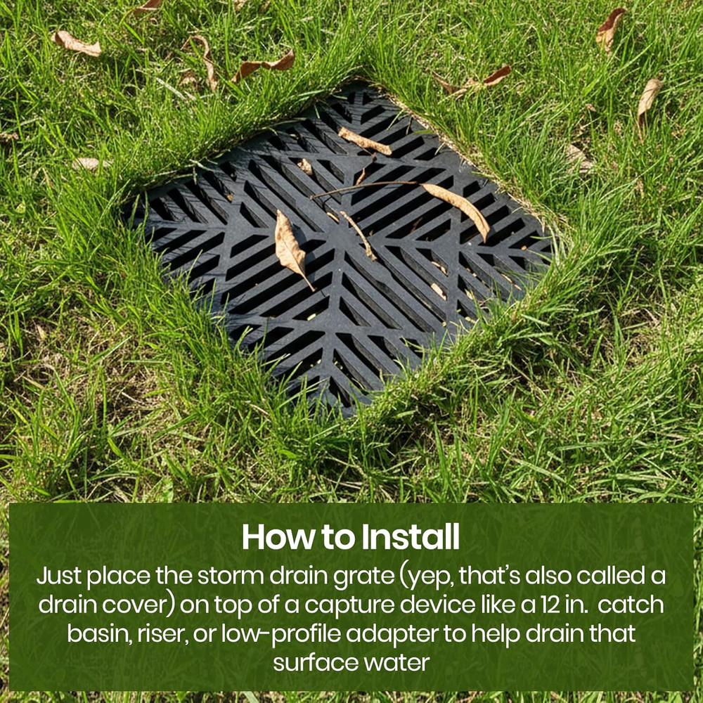 2-Pack Square Drain Grate Compatible NDS 1211G Diamond Design 12" Catch Basins