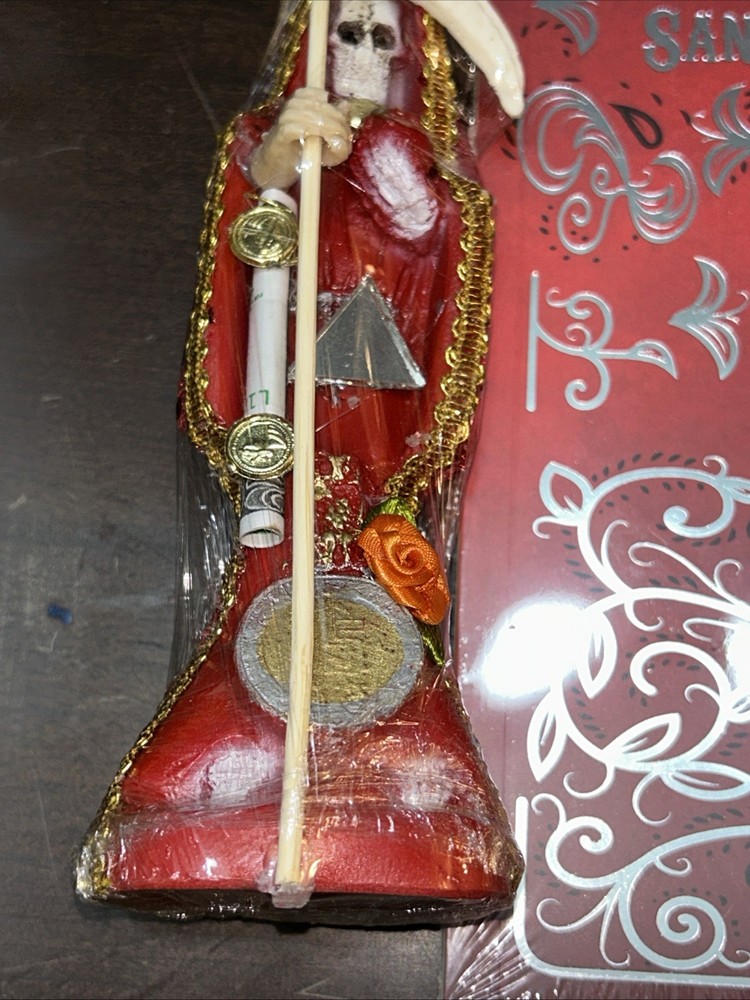 Santa Muerte Statue Red 6in With Book