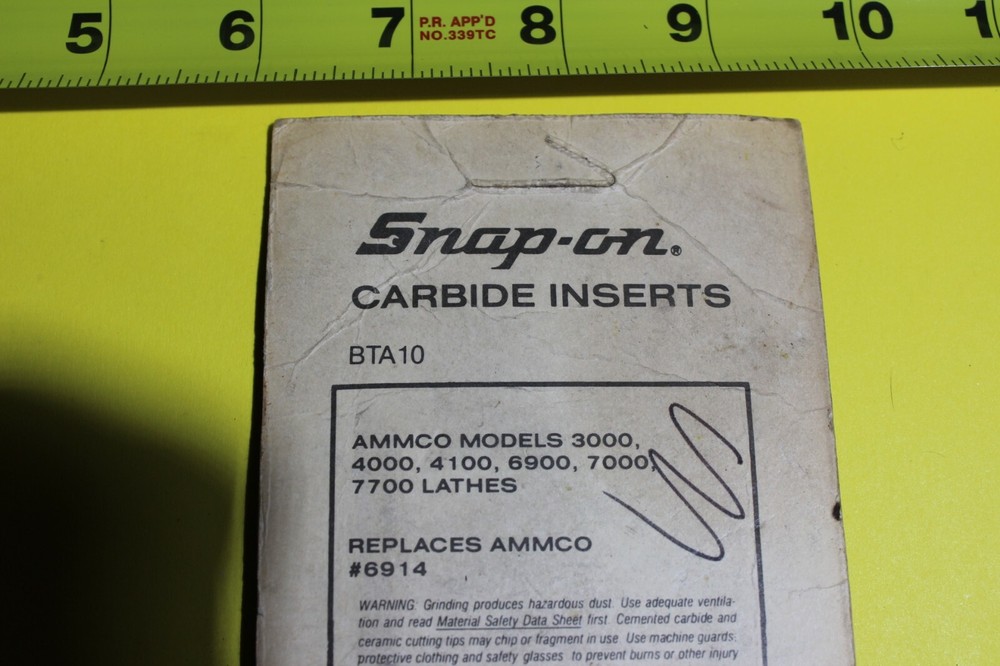 RARE VINTAGE SNAP ON TOOLS # BTA 10 CARBIDE INSERTS