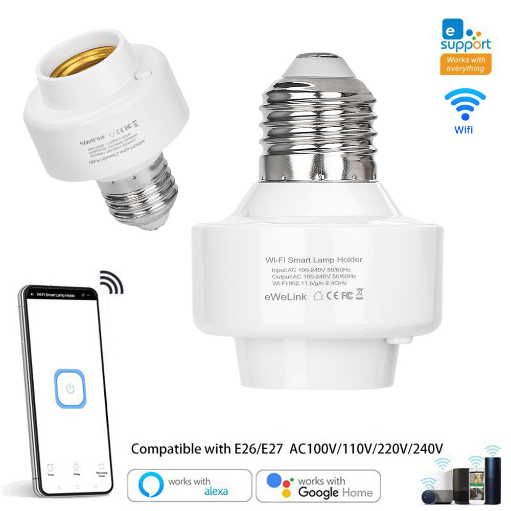 Smart WiFi Bulb Socket E26 E27 Light Bulb Adapter EWeLink Alexa Google Control