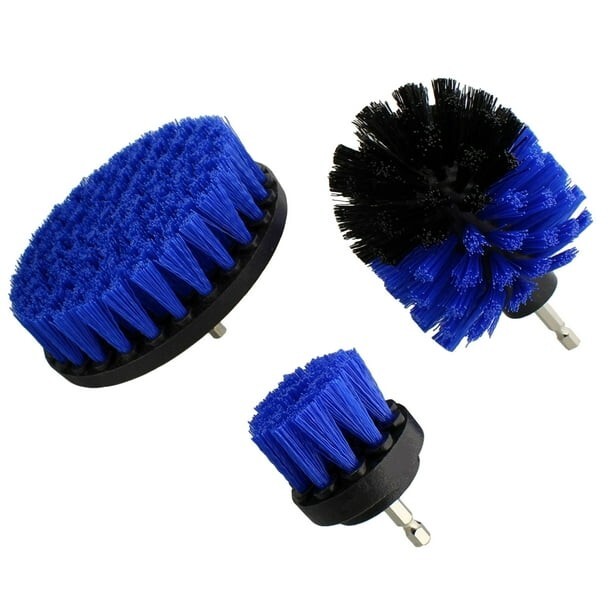 Blue Bristle Medium Stiffness Drill Brush Set 3 pack - Ships from USA