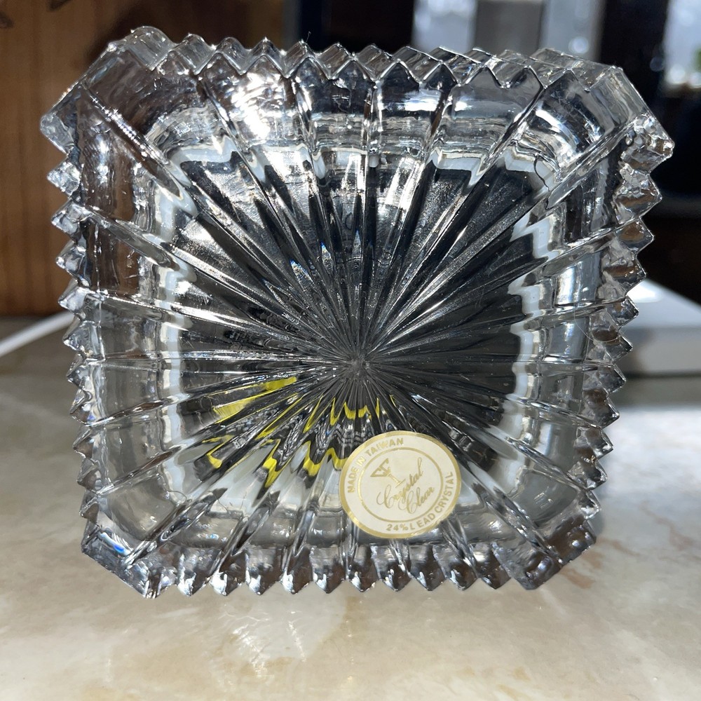 Lead Crystal Framed Square Shelf Quartz Clock TESTED WORKS
