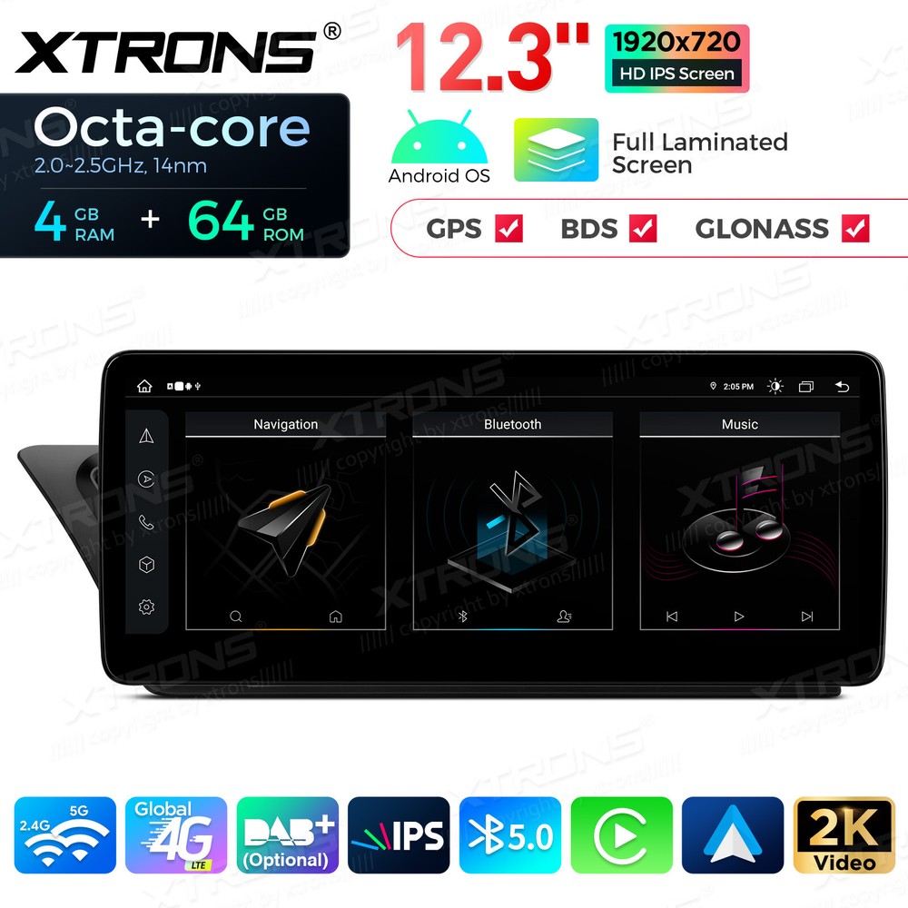 12.3" Screen for Audi A4 A5 Car Stereo Navigation GPS Octa Core Bluetooth 4G 64G