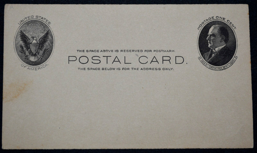 1902 US Sc. #UX18 mint postal card, fair condition