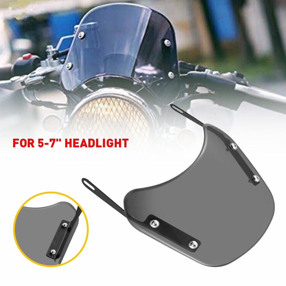 Universal Headlight Motorcycle Windshield Windscreen For 5"-7'' Headlight Smoked