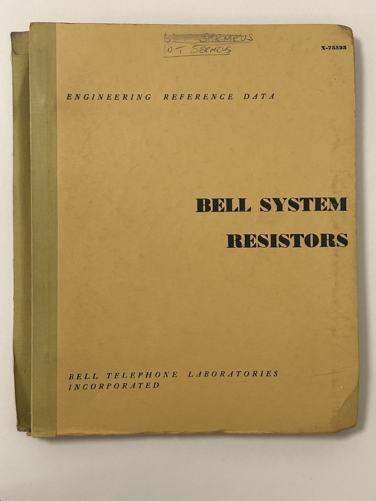 Bell Telephone Laboratories Resistors Engineering Reference Data 1966 booket