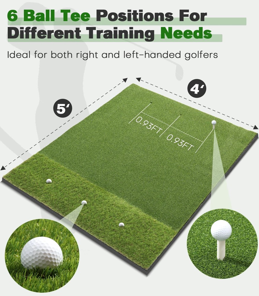 Premium Dual-Turf Golf Mat: 5x4ft Thickened for Backyard, Driving Range, Indo...