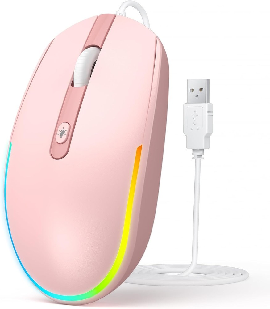 Ambidextrous Optical Wired Mouse with Friendly RGB Lighting - Perfect for Work