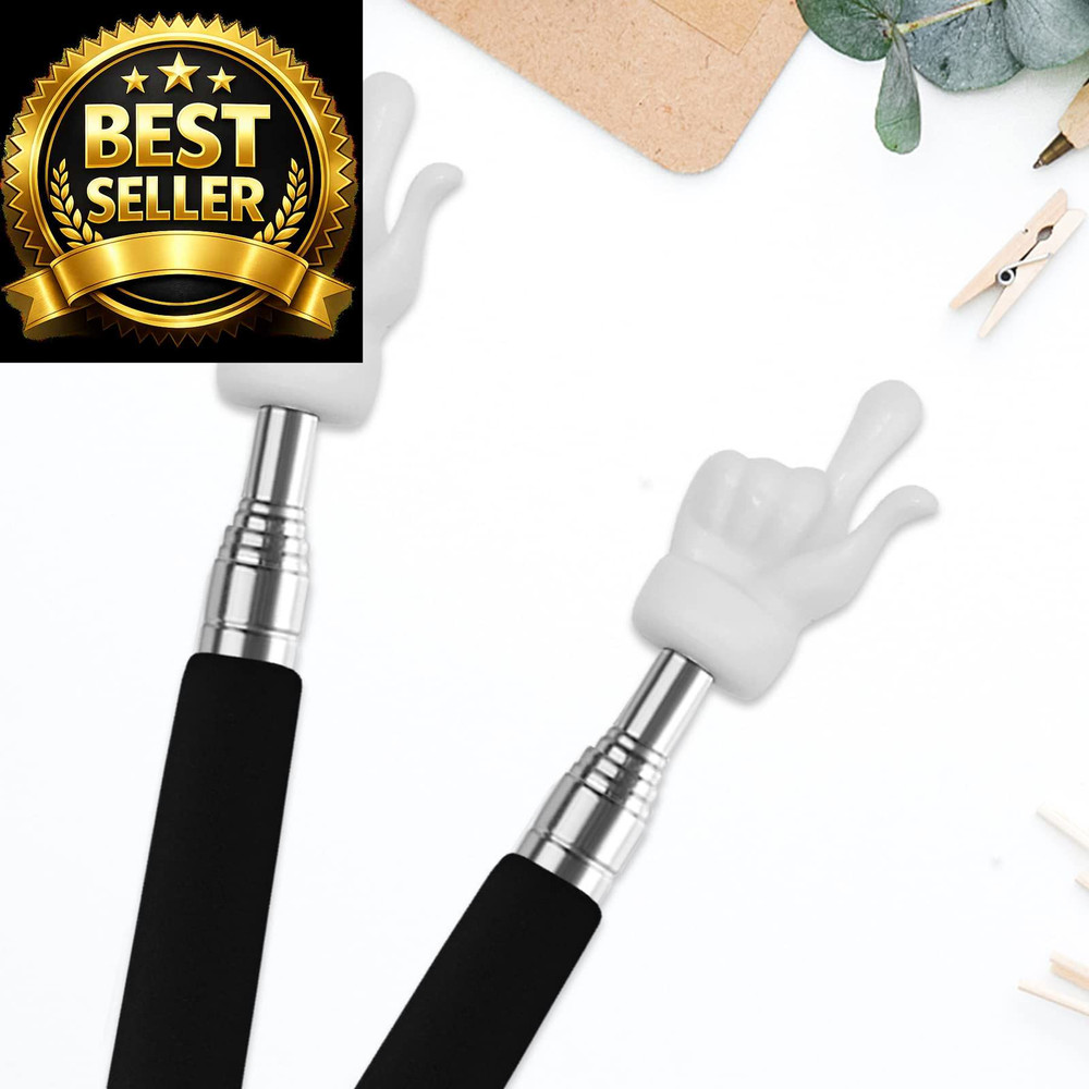 2Pcs Telescopic Teachers Pointer, Extendable Hand Pointer Finger Black