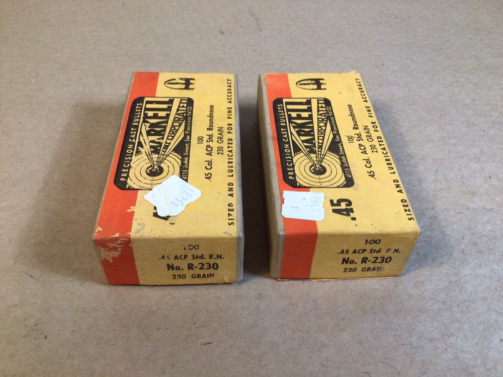 2 Markell Precision Cast .45 Cal ACP Std. Roundnose 230 Grain Vintage Empty Box