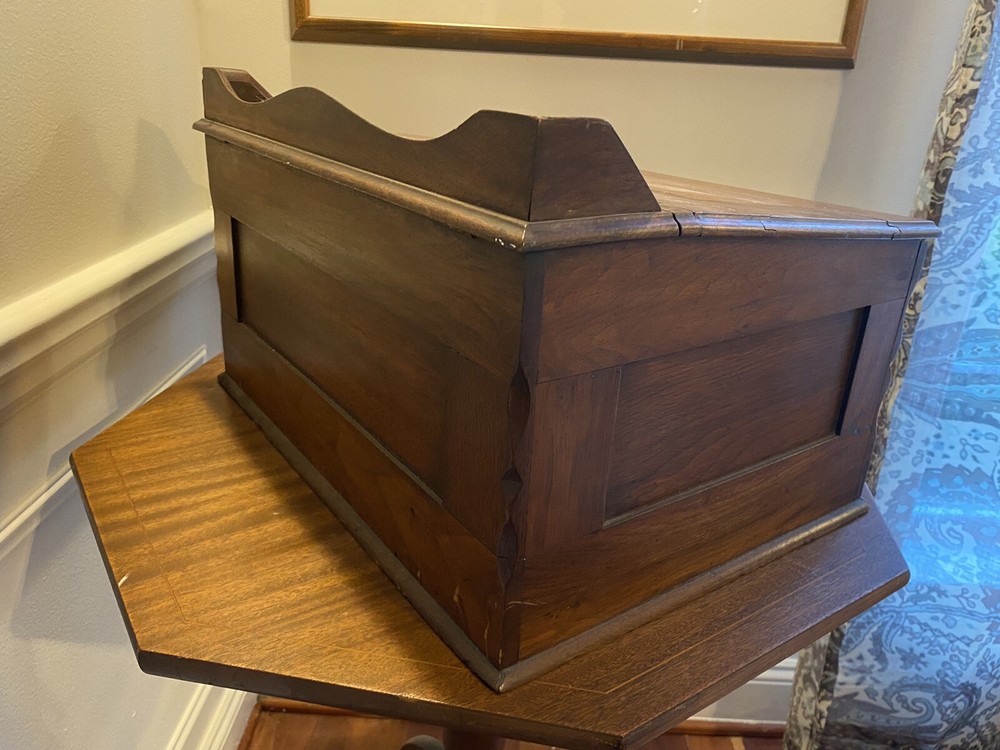 Antique Victorian Table Top Walnut Writing Desk Traveling Document Box