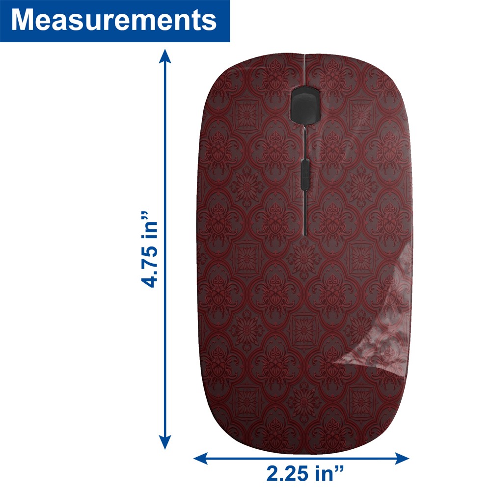 Damask Red Elegant Pattern, Optical Wireless Mouse, Desktop Laptop Mice