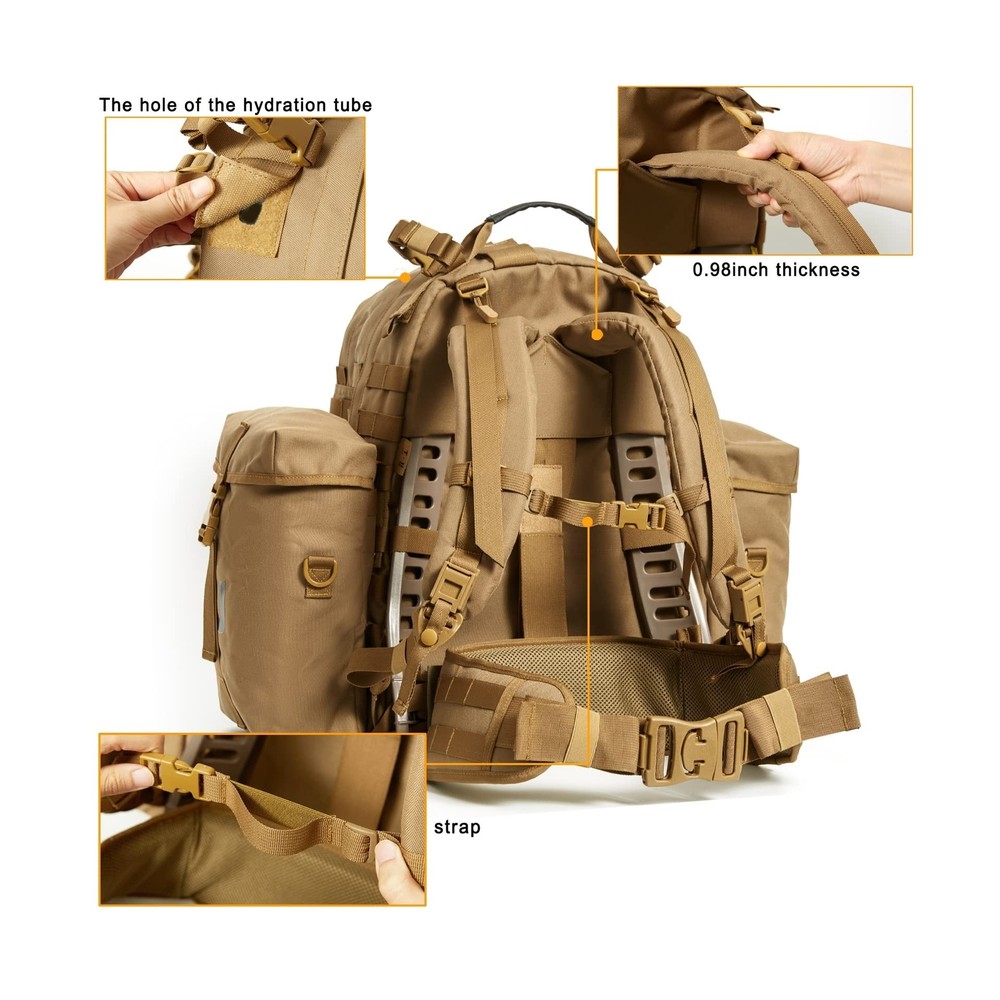 Military Backpack Army Rucksack for men, MOLLE 2 Medium Assault Pack with Ext...