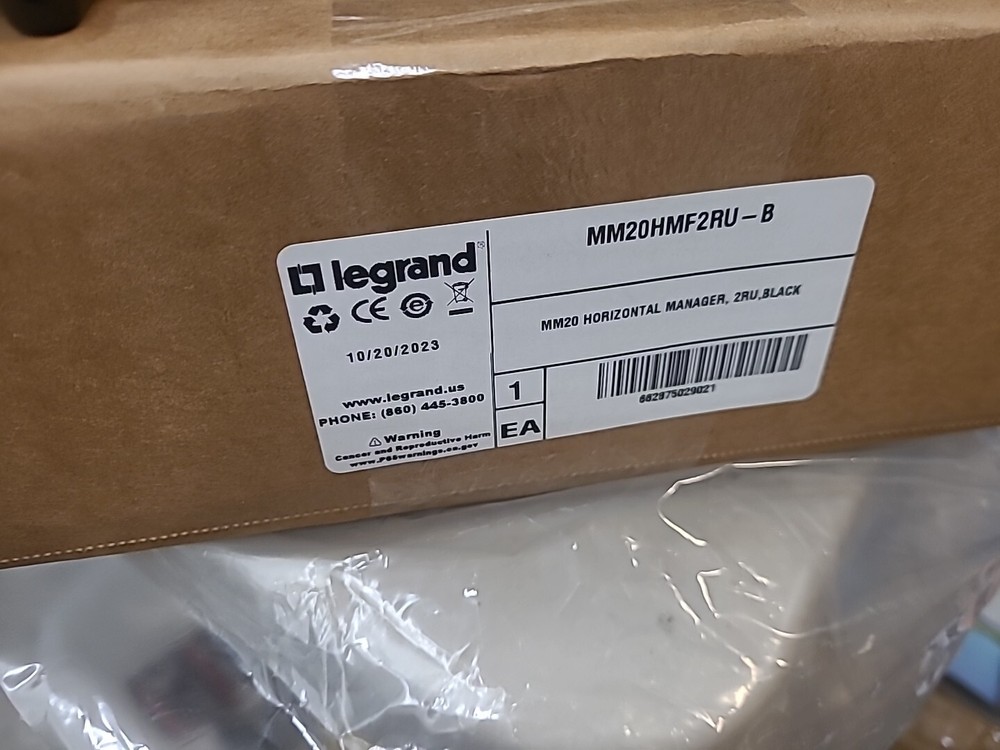 Legrand MM20 Horizontal Manager, 2RU, Black (MM20HMF2RUB)