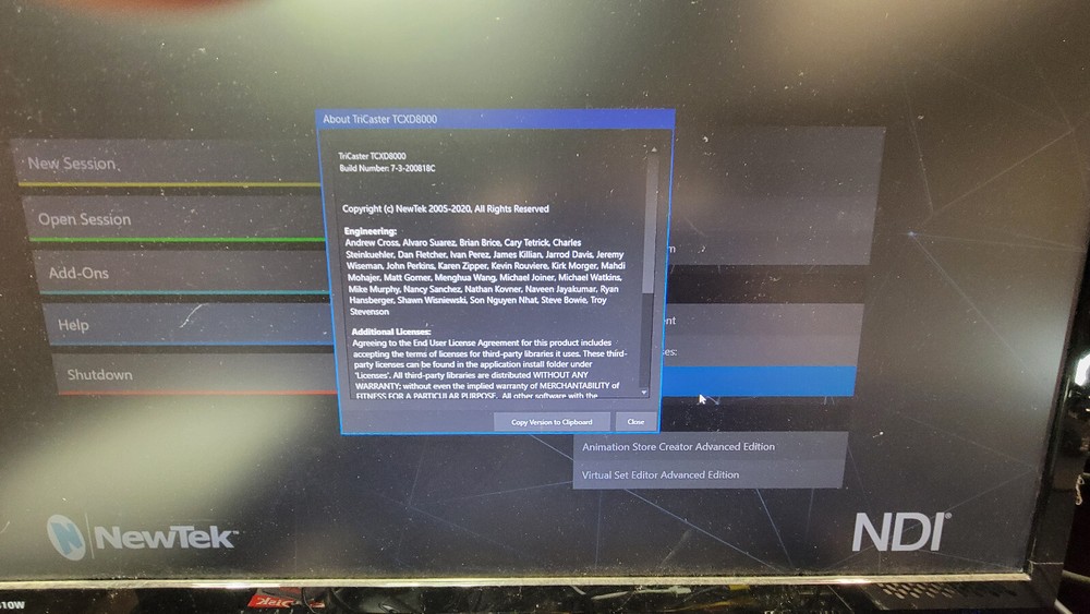 NewTek TriCaster 8000 Enhanced with Windows 11 Live Panel Virtual set editor
