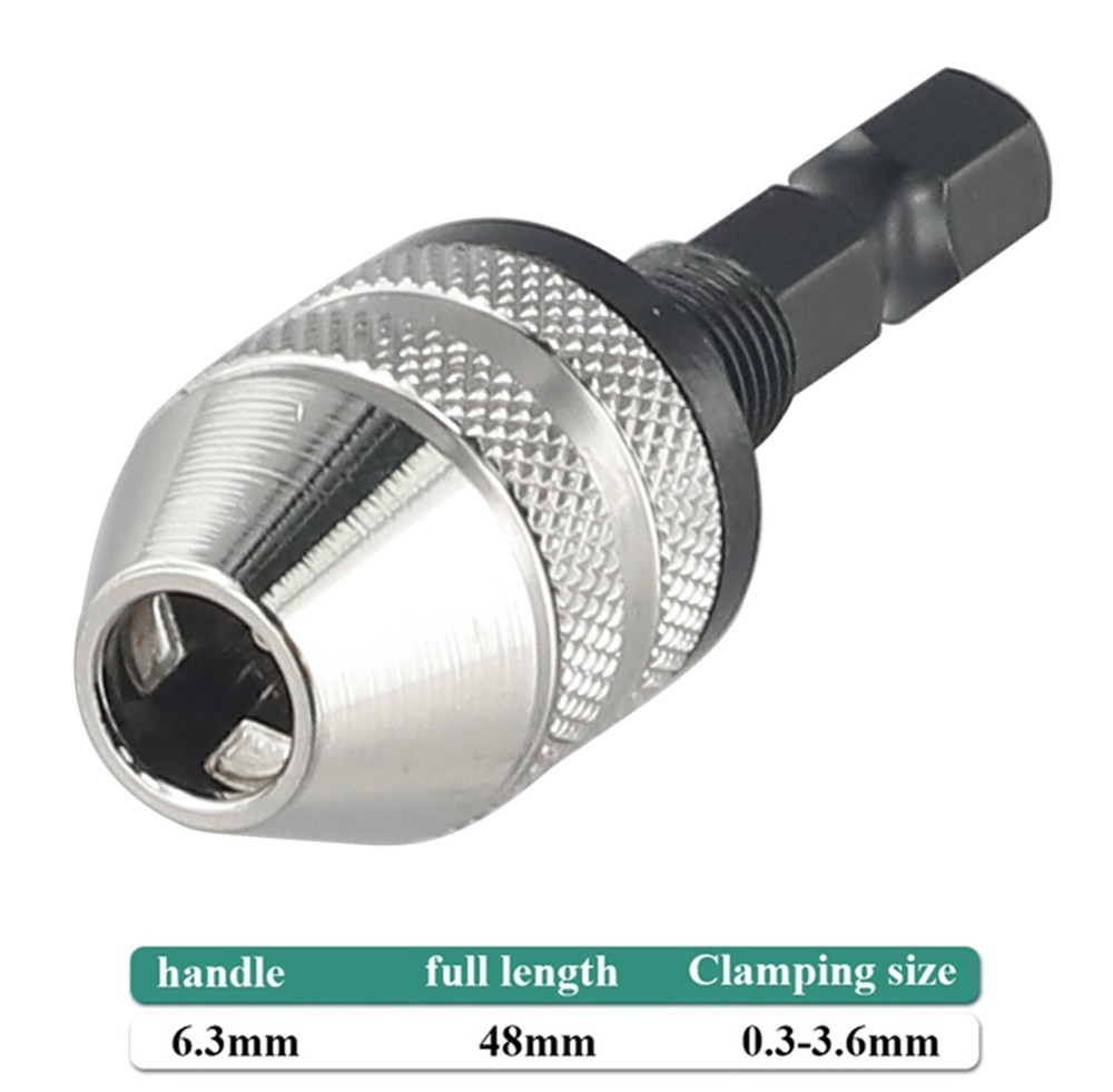 6.35mm Hex Shank Quick Change Keyless Drill Bit Chuck Adapter Converter Tool